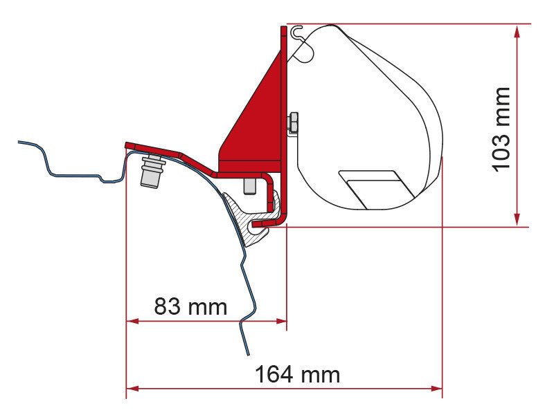 Adaptor Marchiza pentru Fiamma F35pro/F45s - Pentru VW T5/T6/T6.1 cu Reimo Multirail - EVONomad