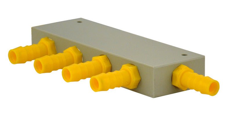 Bloc distributie apa ALB GALBEN 4 iesiri pentru furtun de 10 mm - EVONomad