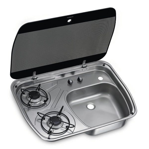 Sistem chiuveta - aragaz din otel inoxidabil cu capac de sticla 600 x 445 mm - HSG2445 - EVONomad