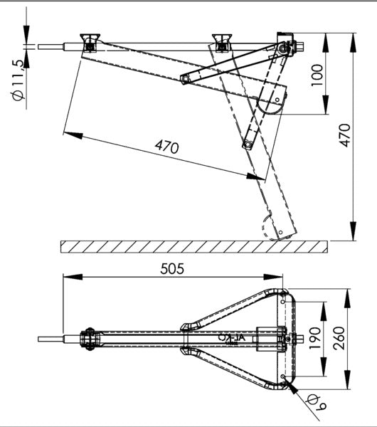 Suporturi AL - KO push - in normale 800 kg, dimensiune de instalare 505 - EVONomad
