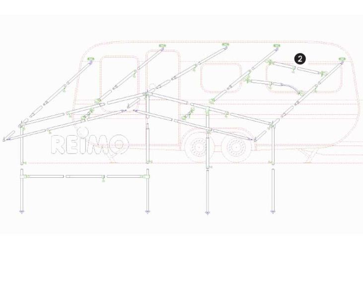 Tija de tensionare/tija suport acoperis aluminiu 160 - 260cm, 3 piese - EVONomad
