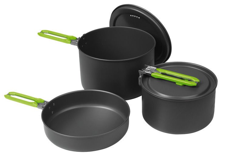Vase de gatit Elite pentru camping - Set de oale din aluminiu, 5 piese - EVONomad