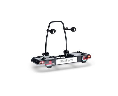 Suport de biciclete montat pe cârligul de remorcare BackPower cu spațiu pentru 2 biciclete