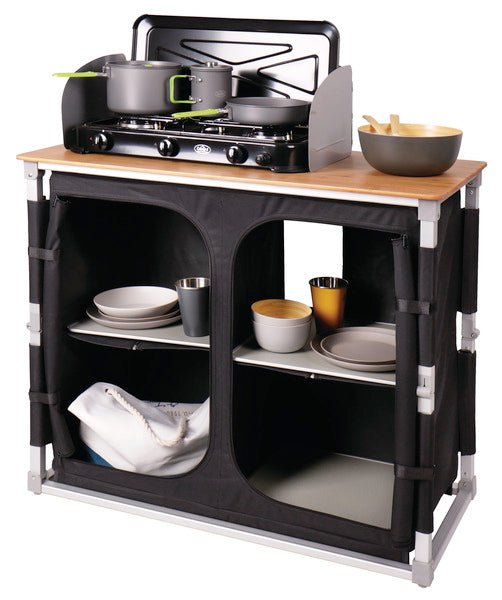 Bucatarie de camping CAMP4 BAMBOO QUICK, inclusiv geanta de transport - EVONomad