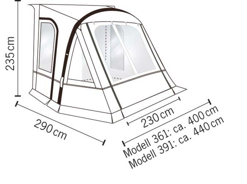 Cort cu structura pe aer/ gonflabila pentru rulota ADRIA ACTION AIR 361/ 391 - EVONomad