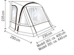 Cort cu structura pe aer/ gonflabila pentru rulota ADRIA ACTION AIR 361/ 391 - EVONomad