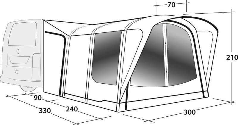 Cort lateral cu structura pe aer - CamperVan Outwell Newburg 240 Air - EVONomad
