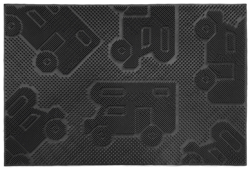 Covoras pentru picioare CAMPER MAT 40x60cm, negru, cu motiv: Motorhome+Rulota - EVONomad