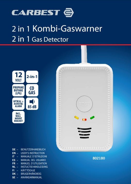 Detector 2 in 1 de gaz si CO 12 V - EVONomad