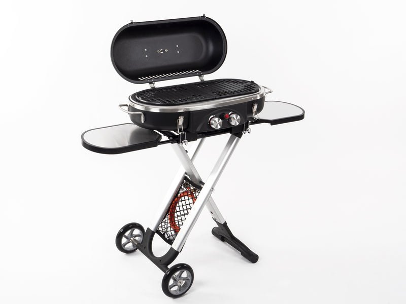 Gratar cu carucior Camp4 cu aprindere piezo, 50mbar, 3kW, 2 placi gratar - EVONomad