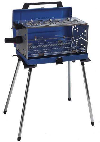 Gratar pe gaz, transportabil, 3 flacari, cu motor gratar, 50 mbar - EVONomad