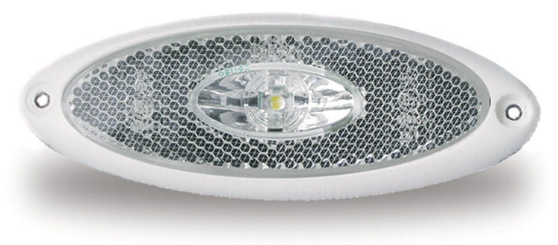 Indicator LED, 12V, 1W, transparent, cablu de 200 mm, cadru alb IP67 - EVONomad