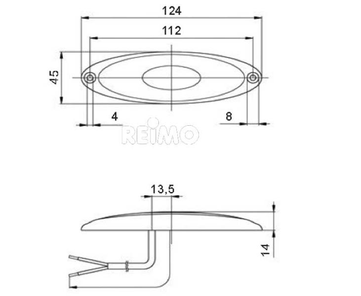 Indicator LED, 12V, 1W, transparent, cablu de 200 mm, cadru alb IP67 - EVONomad
