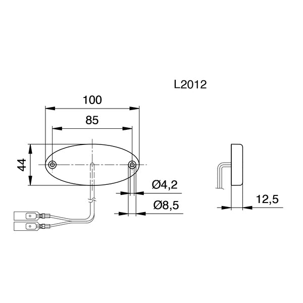Indicator LED, 12V, 1W, transparent, IP67 spate - EVONomad