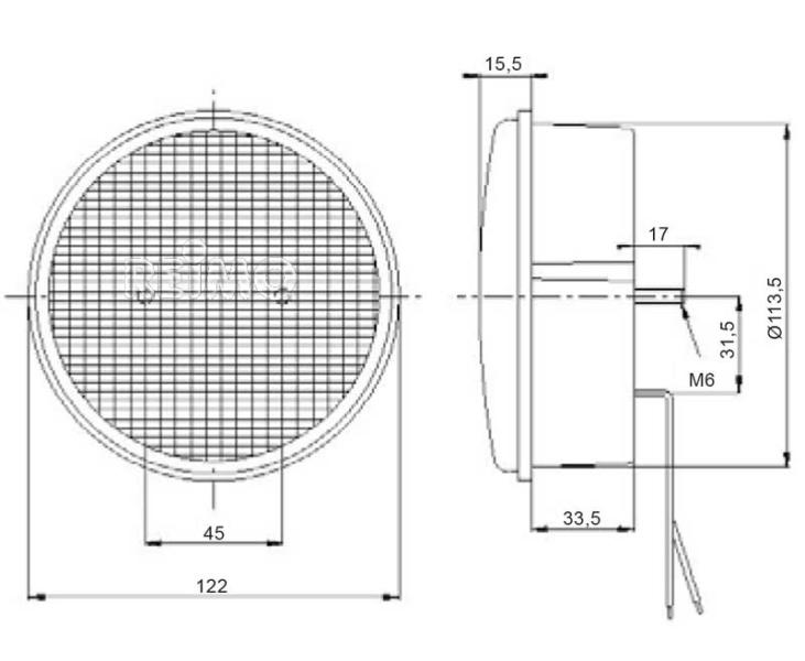 Lampa de marsarier LED de ceata 12V, 3W cablu transparent IP67 500mm - EVONomad