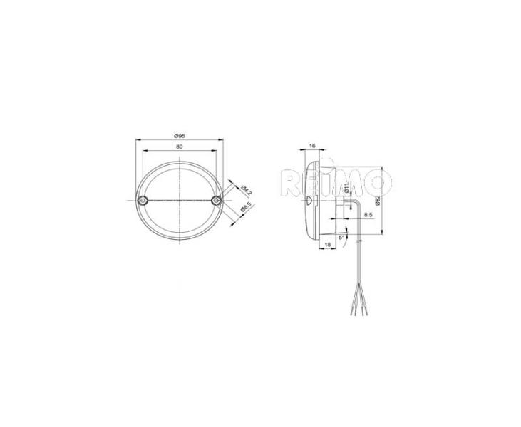 Lumina intermitenta LED Cat 2a 12V, 3W IP67 500 mm cablu transparent - EVONomad