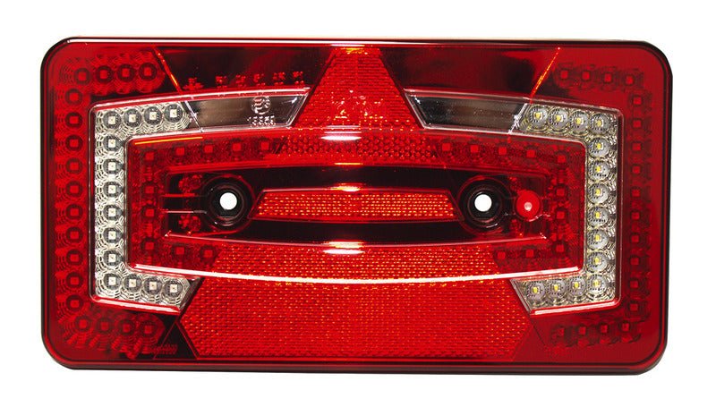 Lumina multifunctionala LED, 9 - 32V, stanga rosu IP67 cu reflector triunghiular - EVONomad
