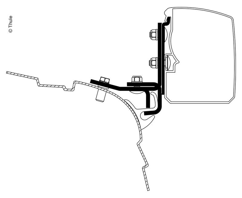 Marchiza Thule 3200, adaptor VW T5/T6 Minivan Multi Rail RHD - EVONomad