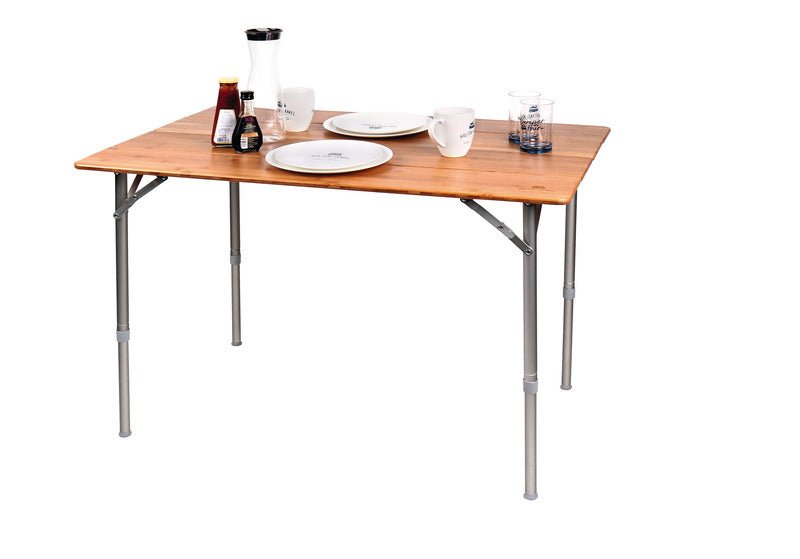 Masa de camping cu blat din bambus - 80 x 60 x 43/65 cm - EVONomad