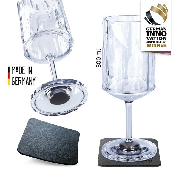Pahare de vin magnetice din plastic 0,3 l cu placute - set de 2 - EVONomad