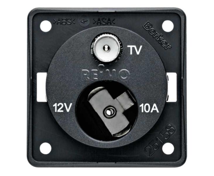 Priza antena TV cu priza 12V, antracit liber - EVONomad