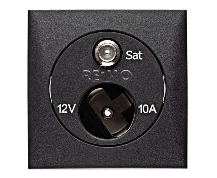 Priza SAT cu priza 12V, antracit, liber - EVONomad