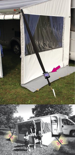 Protectie impotriva furtunii pentru copertine Fiamma, cu lumina solara LED de fixare - EVONomad