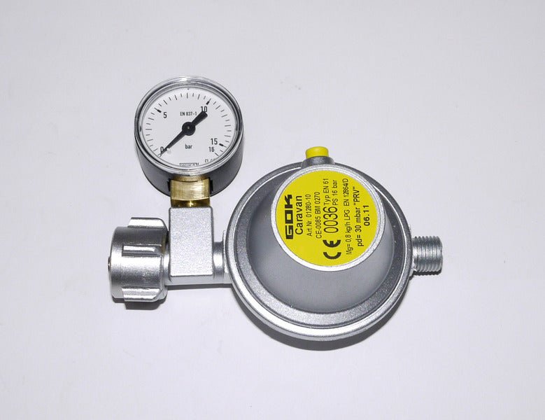 Regulator de gaz cu manometru pentru butelie de gaz - 30 mbar - EVONomad
