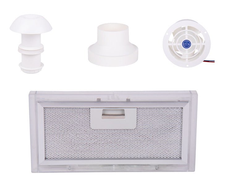 Set aer evacuat 4 piese cu cos de fum pe acoperis, ventilator, adaptor, filtru - EVONomad
