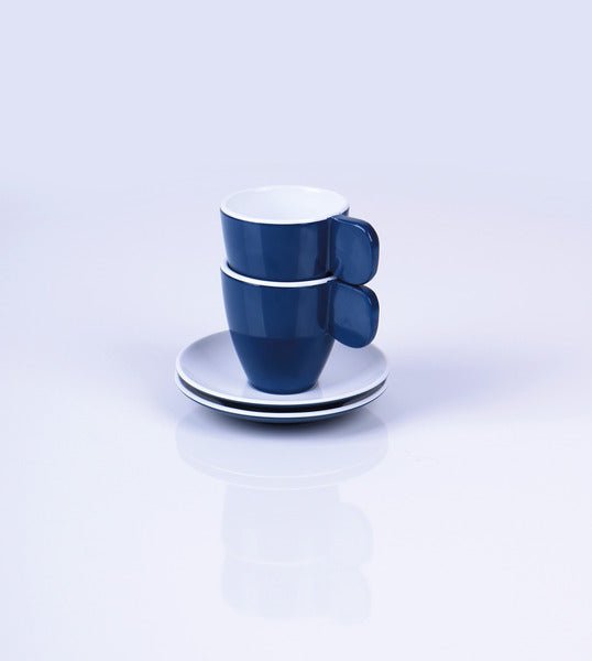 Set de 2 cesti espresso din melamina Camp4 - Albastru Inchis / Alb - EVONomad