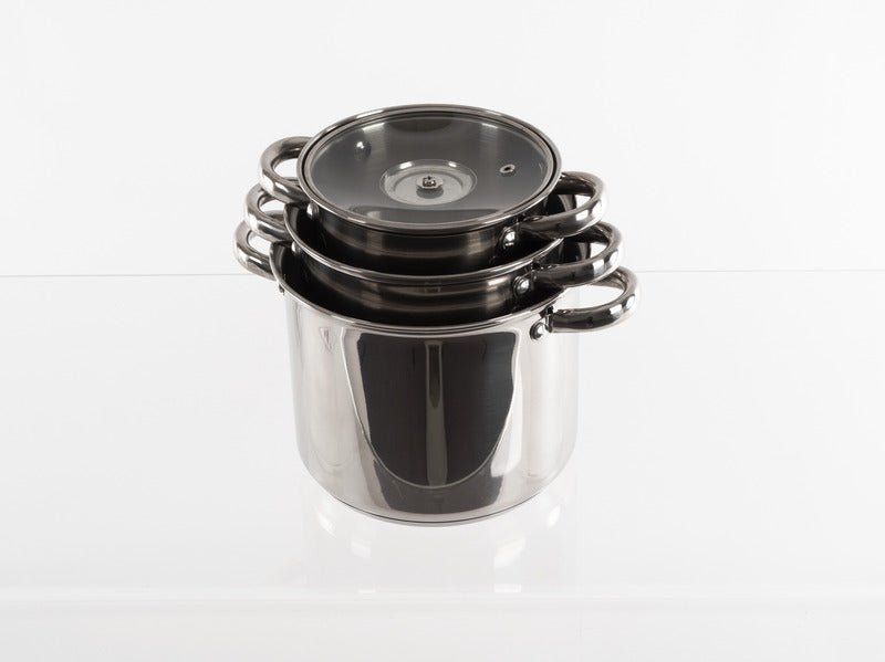 Set oale din inox Camp4 cu capac din sticla - 6 bucati - EVONomad