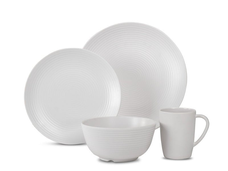 Set vesela melaminata Lund - 16 bucati - alb - EVONomad