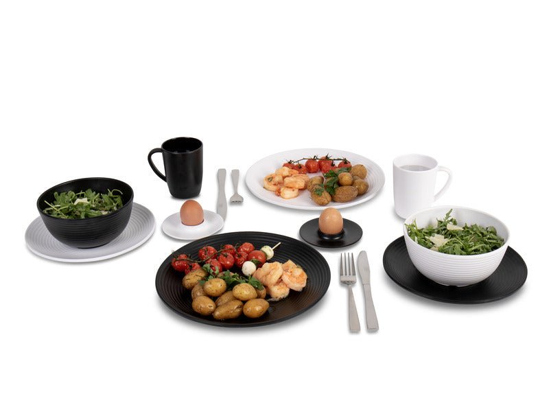 Set vesela melaminata Lund - 16 bucati - alb - EVONomad