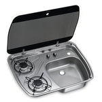Sistem chiuveta - aragaz din otel inoxidabil cu capac de sticla 600 x 445 mm - HSG2445 - EVONomad