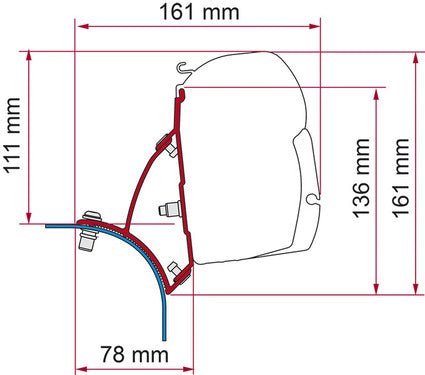 Suport/ Adaptor Marchiza Fiamma F45 pentru VW T5 / T6 cu acoperis inaltat - volan pe dreapta - EVONomad