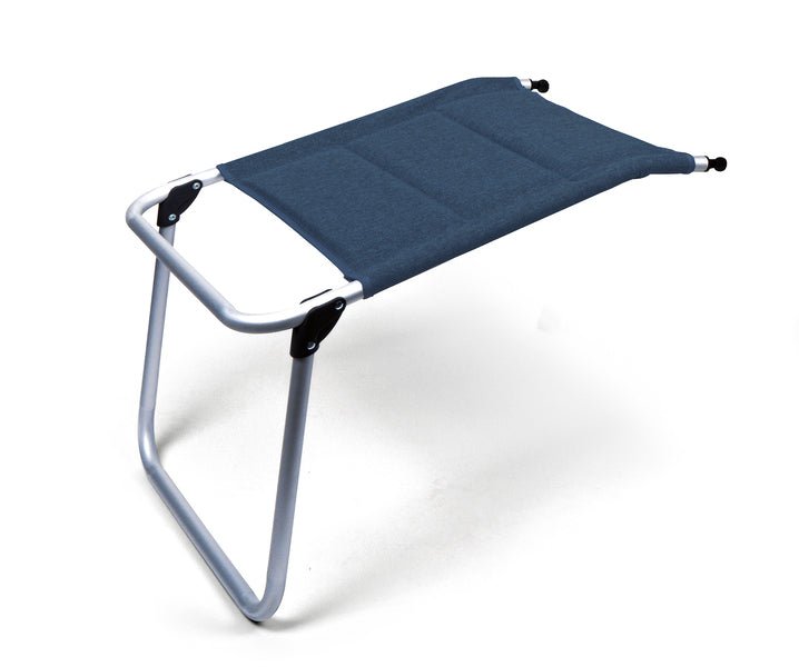 Suport pentru picioare MALAGA COMFORT, captusit, albastru inchis, cadru din aluminiu - EVONomad