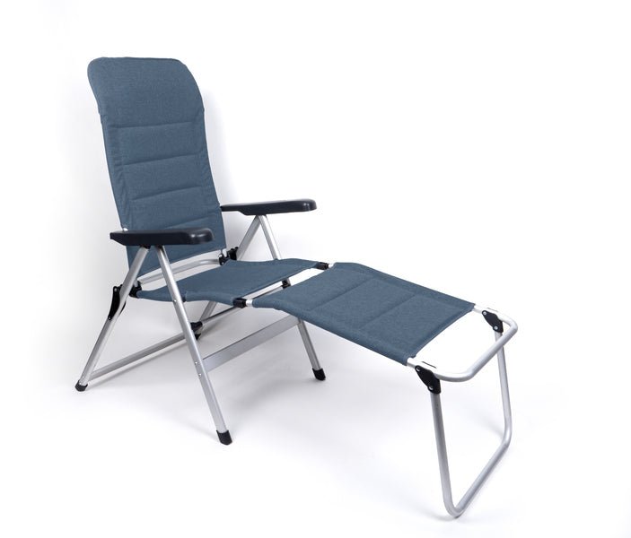 Suport pentru picioare MALAGA COMFORT, captusit, albastru inchis, cadru din aluminiu - EVONomad