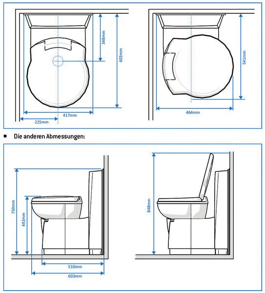 Toaleta caseta C262 - CWE, spalare electrica, plastic alb - EVONomad
