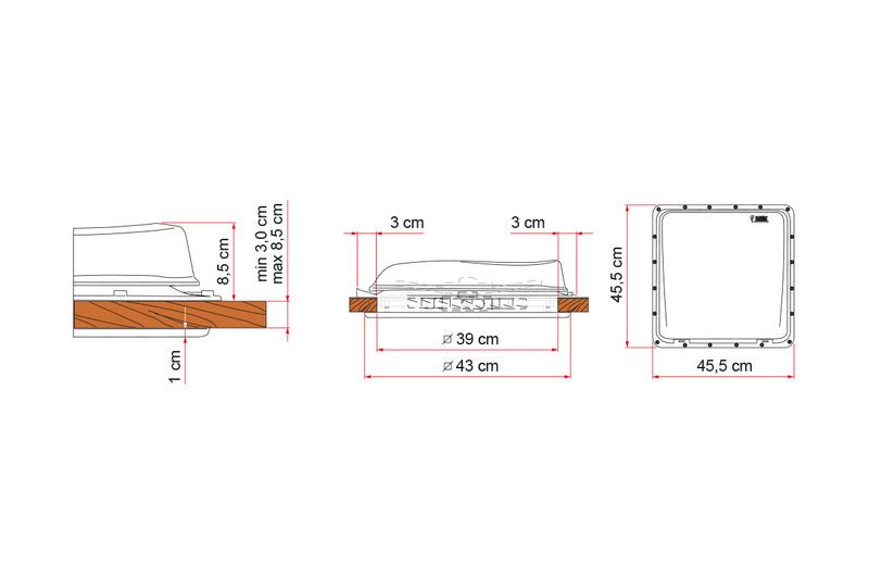 Trapa manivela 12 V Turbo - Vent Premium - 40 x 40 cm - Capac Cristal - EVONomad