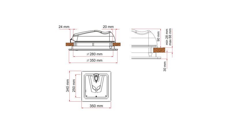 Trapa VENT 28 F cu forma aerodinamica - Cristal (usor translucid) - EVONomad