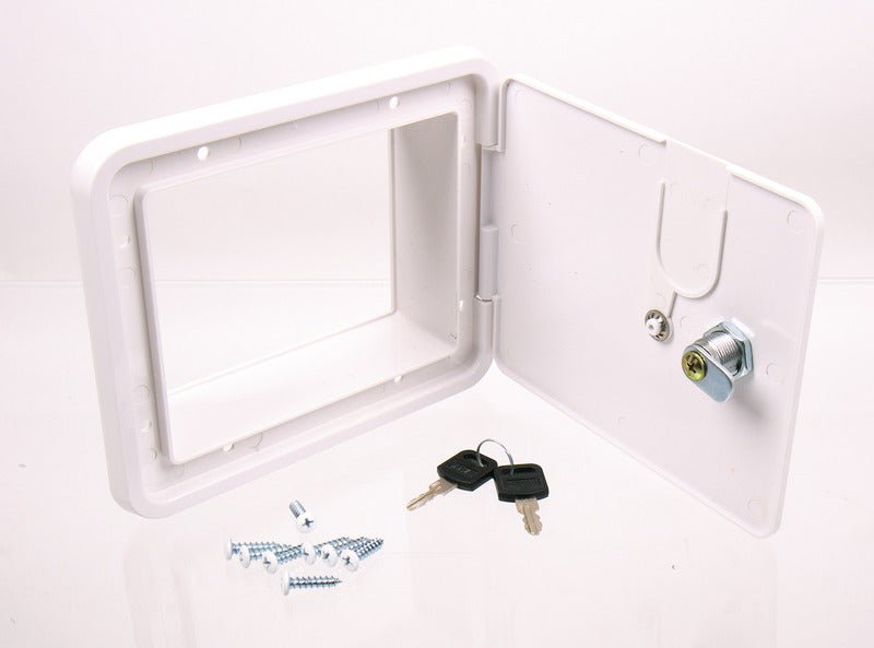 Usa de vizitare acces cu blocare, dimensiuni exterioare 151x166mm, alb - EVONomad