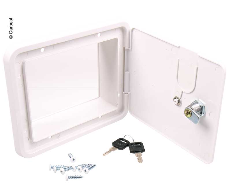 Usa de vizitare acces cu blocare, dimensiuni exterioare 193x165mm, alb - EVONomad