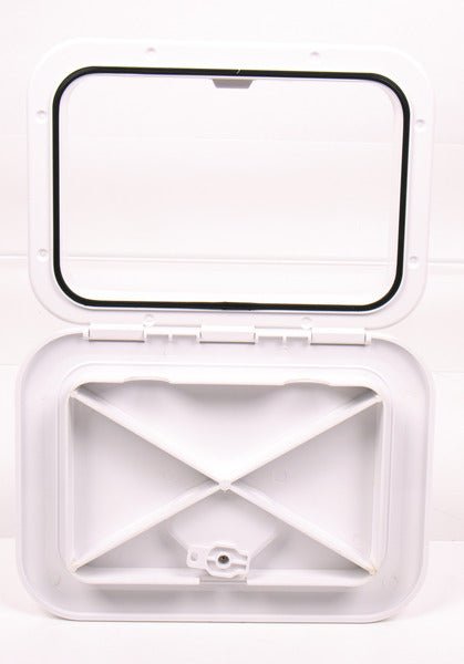 Usa de vizitare acces cu lacat alb, 2 bare de blocare 440x315mm - EVONomad
