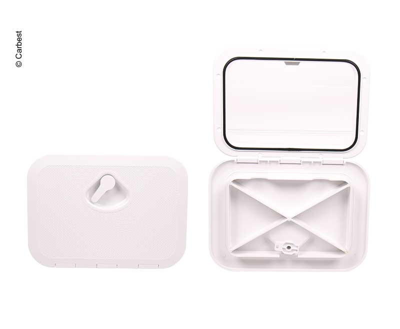 Usa de vizitare acces Rulota cu lacat alb, 2 bare de blocare 606x353mm - EVONomad