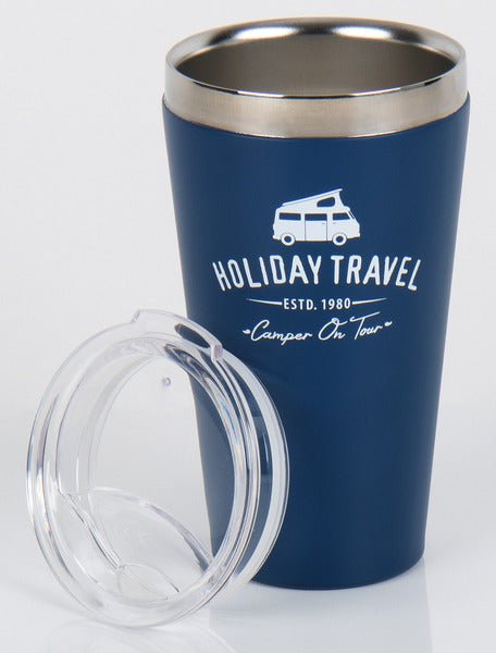 Vacuum HOLIDAY TRAVEL cu capac, inox, 450ml, albastru - EVONomad